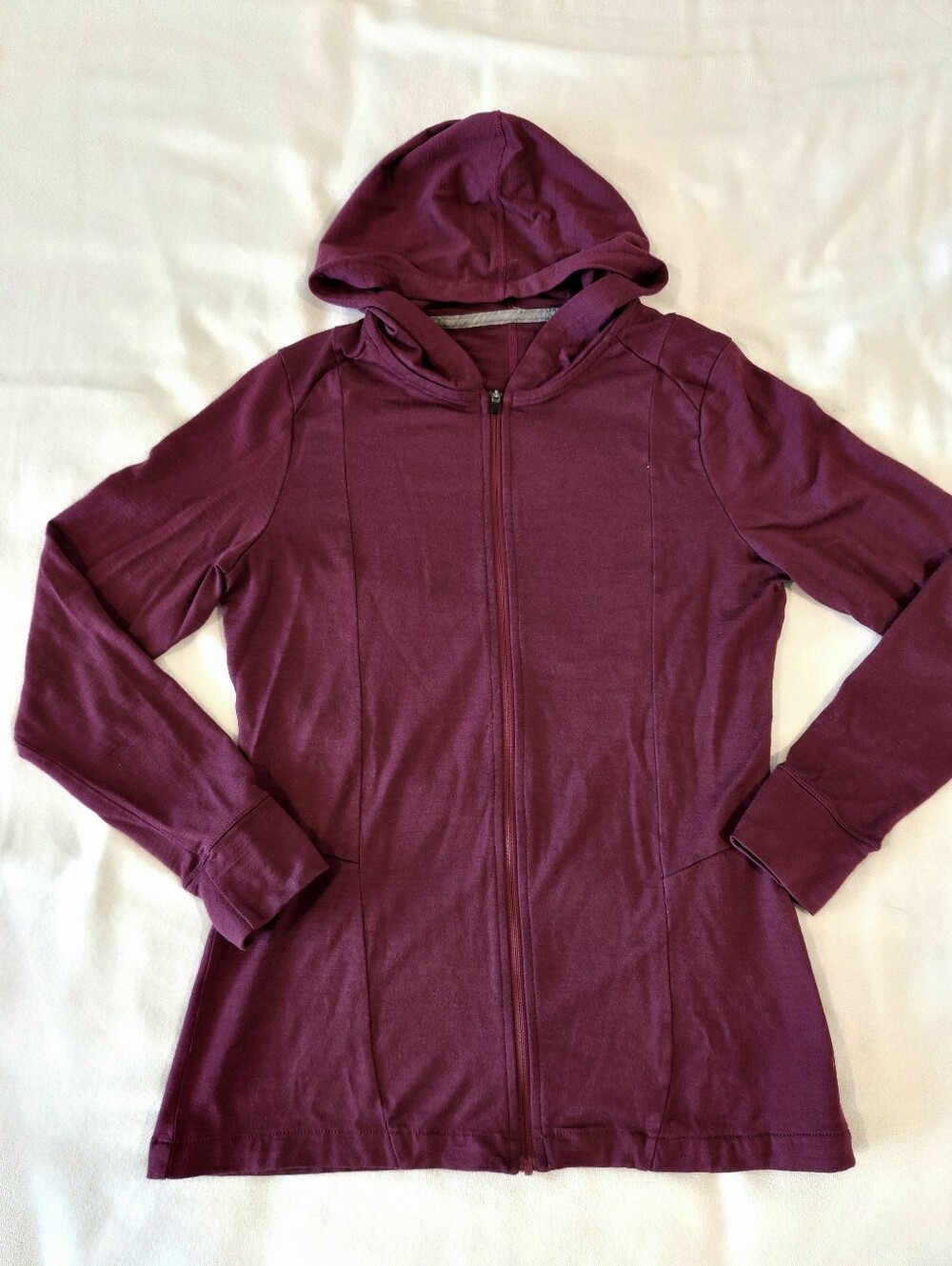 Ibex Full Zip Hoodie Womens Small Purple Wine 100% Merino Wool READ